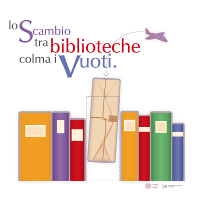 Logo dello SBA per il servizio di Prestito interbibliotecario con lo slogan "Lo scambio tra biblioteche colma i vuoti"